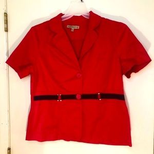 Vintage Notations Red Short Sleeve Blouse Women’s Size Large